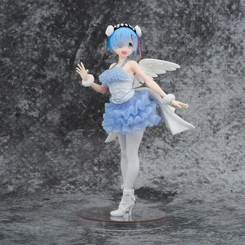 16cm Anime Re: Gyvenimas kitame Pasaulyje Nuo Nulio Pav Angelas Rem Velnias Ram Mielas Mergina Stovėjo Modelis Žaislas Apdailos Pvc