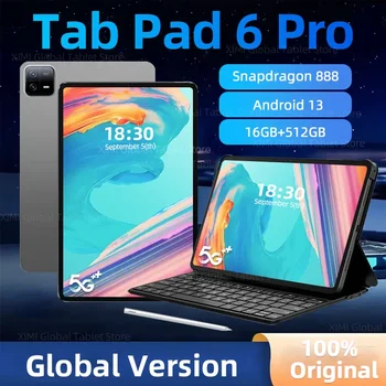 2024 Naujas Originalus Pasaulinė Versija Android Tablet 13 Snapdragon 888 Trinkelėmis 6 Pro 16GB+ROM 512 GB HD 