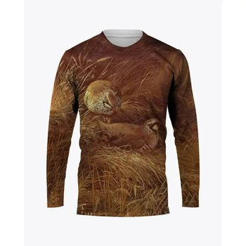 Kamufliažas Medžioklės Gyvūnų Marškinėliai Putpelių 3D Atspausdintas Vyrų Moteris Long Sleeve T Shirt Negabaritinių Puloveriai Vaikai Tees Viršūnes Drabužiai