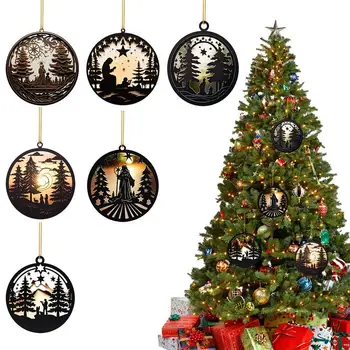 Medis, Akrilas Pakabučiai 6pcs Išskirtinį 2D Akrilo Gimimo Ornamentu Medžių Kūrybos Dovanos Kalėdų Eglutės, Langų, Automobilių Veidrodžiai