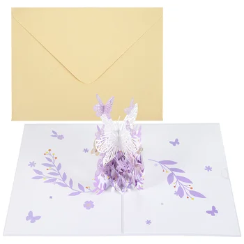 Violetinis Drugelis Gimtadienio Pasirodančių Kortelės, Drugelis Gėlių Krepšelis 3D Atvirukai Moterims Mergina Dukra, Motinos Diena